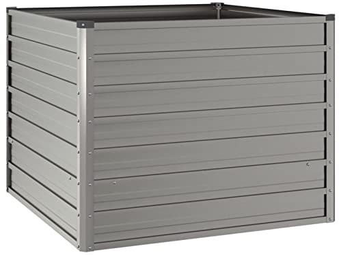 Tidyard Fioriera rettangolare per aiuole da giardino fioriera quadrata per colture piante fiori patio esterno terrazza balcone in acciaio corten grigio 100 x 100 x 77 cm