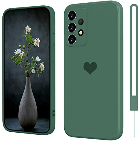 SupVict Samsung Galaxy A53 5G Hülle Silikon Case Herz, Hanyhülle Samsung Galaxy A53 5G Dünn mit Microfiber, Kratzfeste Rundumschutz Case Stoßfest Slim Hülle für Samsung Galaxy A53 5G 6.5'' Matt Grün