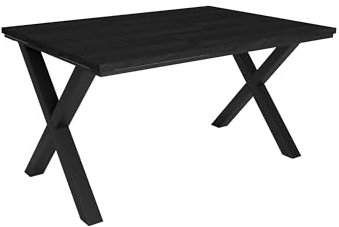 Skraut Home - Mesa de Comedor | 6 Comensales | 140 | Robusta y Estable Gracias a su Estructura y Patas macizas | Ideal para reuniones Familiares | Negro | Estilo Industrial