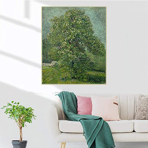 《Chestnut Tree in Blossom》Painting by Vincent Van Gogh Diamond Painting Kits for Adults, 5D Full Round Drill Diamond Painting Kit Embroidery Arts Home Decor