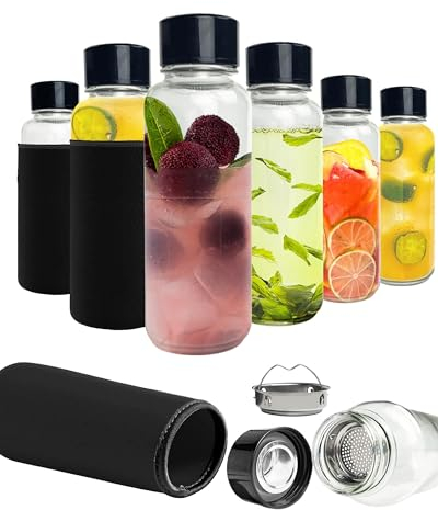 purifyou Set of 6 Glass Water Bottles with Infuser