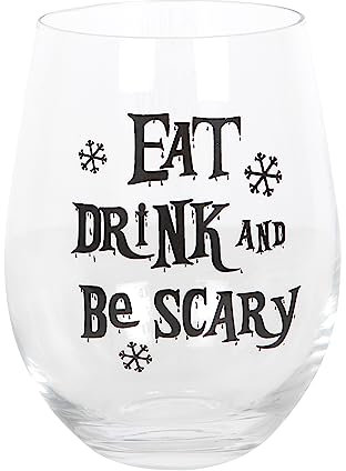 Something Different Wholesale Verre de Noël effrayant sans pied – Eat, Drink & Be Scary – Cadeau saisonnier gothique et décoration d'intérieur – Capacité de 600 ml
