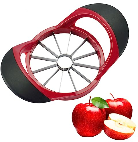 12-Slice Apple Slicer Corer Apple Corer Tool with stainless steel blade Used in fruit (Red 12-Slice)