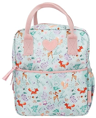 Depesche 12572_A Princess Mimi Wild Forest - sac à dos en vert et rose avec des animaux de la forêt, pochette avec fermeture éclair