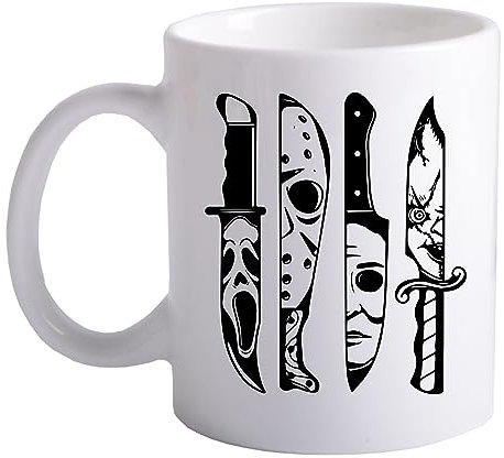 happy bargains ltd Horror Movie Friends Mug Halloween Nightmare On Elm Street Friday 13th Texas Chainsaw Massacre Childs Play Chuck 80s Movie Memorabilia Mug v28