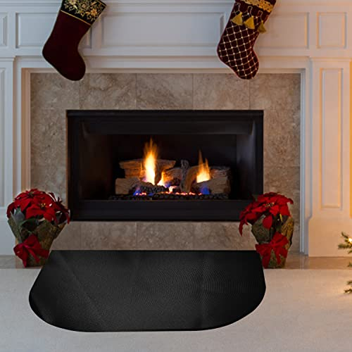 Alfombra Ignífuga Chimenea Interior(80x50cm), Tapete De Chimenea Semicircular, Protector De Área De Chimenea, Tapete Antideslizante Ignífugo, Protector De Suelo para Estufa Y Chimenea