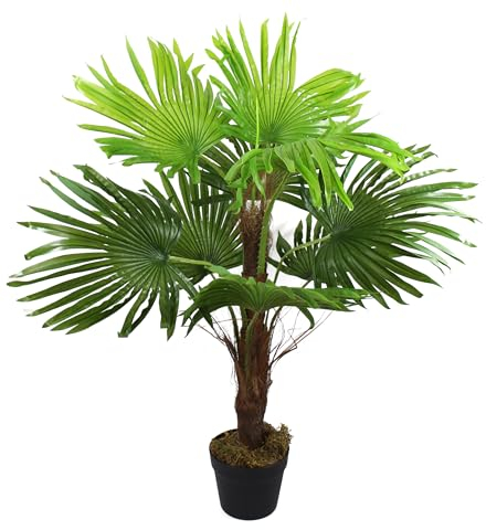 Palmier Artificiel 90 cm avec 9 Feuilles de Palmier artificielles Plante Artificielle Arbre Artificiel Tropical Plante décorative en Pot