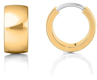 Limerencia Titan Kleine klobige Creolen, 10mm Leichte Breite Nickelfreie G23 Titan Huggie-Ohrringe für Damen (Gold)