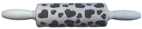 efo Mattarello in rilievo con design inciso, rullo decorativo per impasto, accessori per torte per realizzare torte e ceramiche uniche, mattarello splendidamente fatto a mano, 24 cm (cuori)