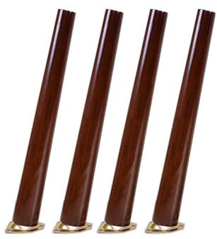 4X Holz Möbelfüße Schräg Konisch Möbelfüße Massivholz Ersatz Tischbeine, mit Montageplatte Gummipads für Sofa Bett Schrank Couch Stuhl (70cm,walnut-Tilt)