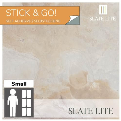 Slate-Lite Stick & Go Steinfurnierfliesen, 30 x 60 cm, 6 Stück, Natursteinoberfläche, einfache Installation, mehrere Farboptionen (Blanco)