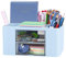 SYJINHUASY Multifunktionaler Schreibtisch Organizer, Kompakter Büroorganizer mit 5 Fächern & 2 Schubladen,Plastik Tisch Organizer für Büro Zuhause Schule (Blue-A)