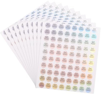 QUARKZMAN QC Bestandene Aufkleber Runde Form Klebeetiketten 10 x 10mm für Qualitätskontrolle Lagerbestand Packung mit 10, Laserfarbe