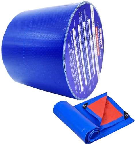 KAIHENG Tarpaulin Repair Tape, 3.15IN*16.4FT Blue Waterproof Tarp Repair Tape Patch, Heavy Duty RV Covers Tent Repair Tape for Truck Camper Travel Trailer Boat Covers