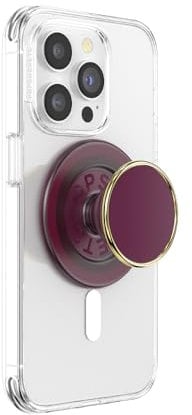 PopSockets Phone Grip for MagSafe with Kickstand, Magnetic Stand, Swappable Top, Secure Hold for iPhone MagSafe Cases, Phone & Tablet Grip - Enamel Red Wine