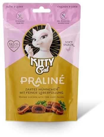 KITTY Cat Praliné Huhn & Leber, 50 g, softe Leckerlis für Katzen, getreidefreier Snack mit hohem Fleischanteil und Taurin