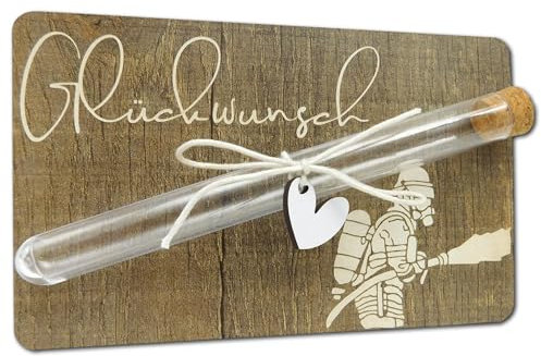 Geldgeschenk Holzkarte I Originelles kleines Geldgeschenk I Hochzeitsgeschenke I Geldgeschenke I Geldverpackung I Geschenk I Geld von Herzen verschenken (FEUERWEHRMANN 10x16)