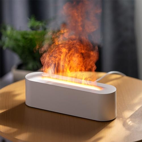 Flammen Aroma Diffuser, 150ML Ätherische Öle Diffuser mit 3 Timer und 7 Farbe Leuchtet, Wasserlose Abschaltautomatik, Humidifier DuftöL Diffuser Duftlampe für Kinder, Zuhause Büro, Raumduft oder Yoga