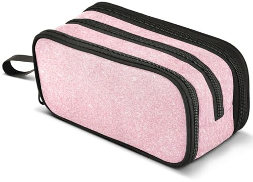 Mnsruu Trousse à crayons rose à paillettes de grande capacité avec 3 compartiments pour stylos, A870, Sac à dos enfant