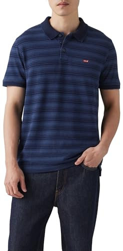 Levi's Housemark Polo, T-Shirt Uomo, Rayn Stripe Dark Indigo Pique, M