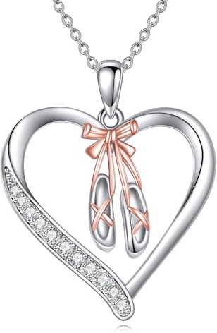 YFN Ballett Schuhe Halskette 925 Sterling Silber Ballett Tänzerin Anhänger Schuhe Schmuck Geschenk für Damen Ballett Liebhaber