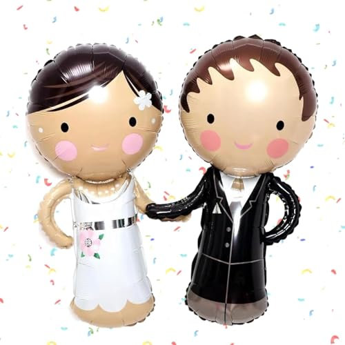 2 Stück Hochzeit Luftballons Deko, Brautpaar Luftballons Hochzeit Deko, Mr and Mrs Deko Hochzeit Folienballon, Just Married Deko Ballons, für Valentinstag, Verlobung, Hochzeitstag Dekoration