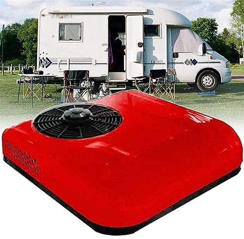 ZHIXUMM Aire Acondicionado De 12 V/24 V CC, Aire Acondicionado De Techo De Caravana De CamióN EléCtrico Universal, Aire Acondicionado De Caravana Integrado Montado En La Parte Superior,Red-12V