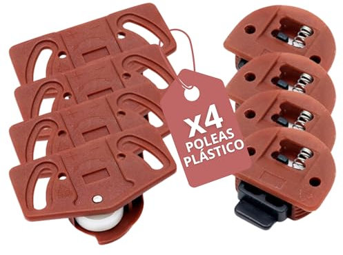 Pack 4 Uds. Kit Ruedas para Puertas Correderas, con Guía para Armarios Empotrados. Mecanismo de Rueda Sistema Mosquitera. Ruedas de Puerta para un Sistema Completo de Puerta Corredera