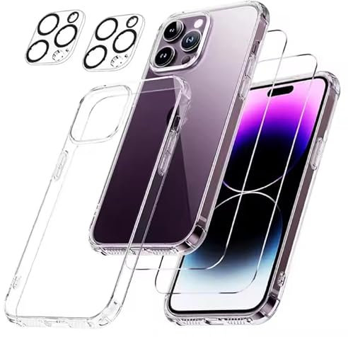 Generisch Für iPhone 16 Pro (5-in-1-Set) EIN Durchsichtiges Handyhülle +2 Displayschutzfolien +2 Kameraschutzfolien Für Ihr Smartphone, Schützen Sie Ihr Handy Mit Einem KompletSet