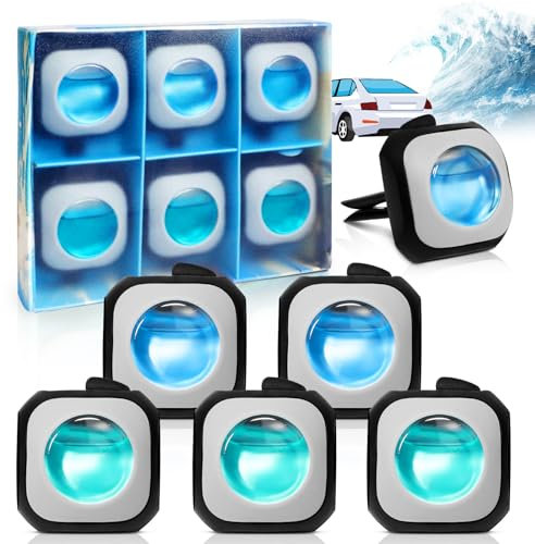 SCENTORINI Auto Lufterfrischer, Auto Duft Innenraum, Auto Lufterfrischer Clips, Autoduft, Bekämpft Gerüche im Auto, Autoparfüm, Neuwagenduft, 4ml x 6 Stück, Meeresduft, New Car Duft