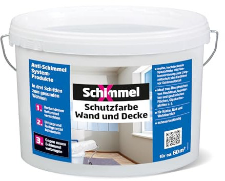 SchimmelX Schutzfarbe Wand und Decke 10,0 l | hochdeckende Spezialfarbe | für Küche, Bad und Wohnbereich | scheuerbeständig | Lösemittelfrei | Innenbereich