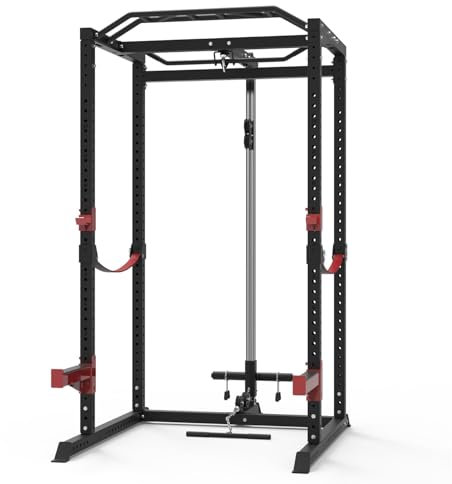 Train Hard® Power Rack Multipresse Kraftstation, Beinpresse, Klimmzug, Latzug, Dip Bar, Rudern, Langhantel und Zubehör Modell 2024 (B:1F09766S2TH)