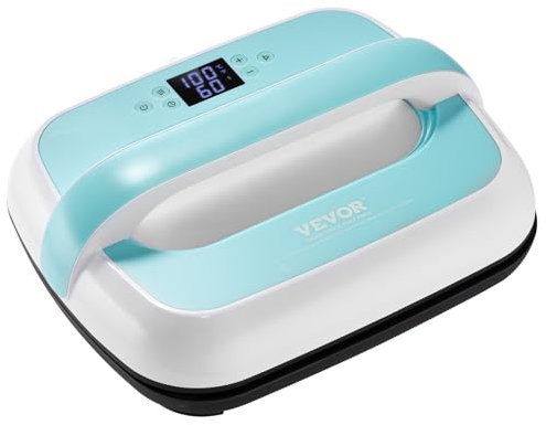 VEVOR Presse à chaud portable, 320 x 260 mm, machine de transfert de chaleur, chauffage uniforme à double tube, contrôle précis de la température et arrêt automatique, pour t-shirts, sacs, vert+blanc