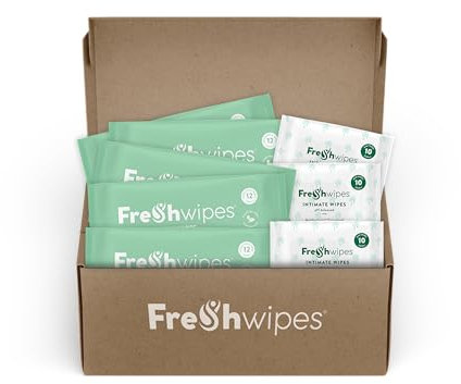 FreshWipes Antibacterial Body & Intimate Bundle - 5 Packs Ocean Fresh & 3 Packs Intimate - Biodegradable Wet Wipes, Dermatologically Tested for Elderly & Disabled