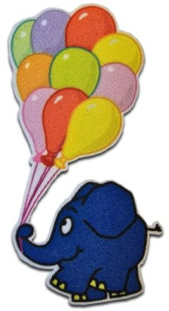 Elefant Sendung Mit Der Maus Kinder - Aufnäher, Bügelbild, Aufbügler, Applikationen, Patches, Flicken, Zum Aufbügeln, Größe: 7 x 4 cm