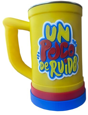 Genérico Chop Jarra de cerveza Un Poco de Ruido incluye mini llavero, taza, vaso de gran capacidad multifuncional 500ml, Cumbia Argentina (Amarillo)