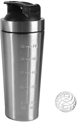 TAOZHUGONG rostfritt stål Fitness-Motionskärl med skala, Proteindricksflaska, Rostfritt stål Protein-Shaker med rörskål, Shaker-Becher för löpning, Fitness (A)