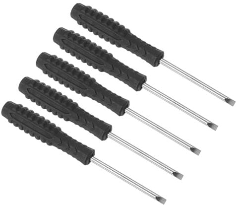 TOP-VIGOR 5pcs Mini Slotted Screwdriver 3mm Flat Head 99mm Length, Small Precision Screwdrivers with Non-Slip Handle for Electronics, Glasses, Watch, Computer and Small Appliance Repair