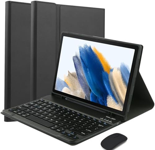 VLEAQC Custodia con Tastiera per Samsung Galaxy Tab A9+/A9 Plus 5G 11″ 2023, Tastiera Wireless Staccabile e Mouse Bluetooth, Cover Leggera con portapenna (Modelli SM-X210/X216/X218),Nero