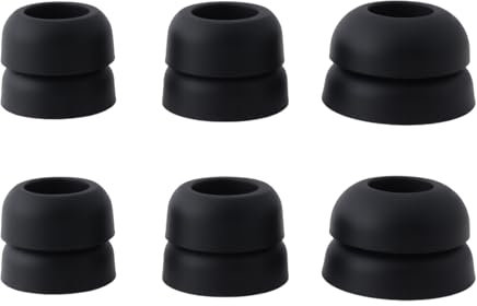 The Lord of the Tools 6 Pairs Double Flange Earphone Silicone Sleeves Compatible with Soundcore Space A40/Life P3 A1 S/M/L Black