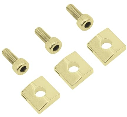 Soundspire 3-Pack Locking Nut Set - Zinc Alloy Clamp for Floyd Rose Tremolo Bridges (Gold with Hex Bolts)