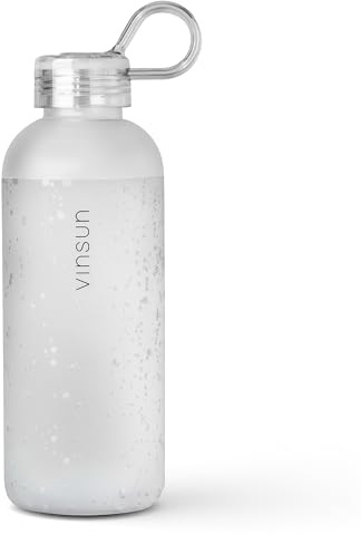 VINSUN Water Bottle with Handle 650ml White - Leakproof, BPA Free, Reusable, Tritan - Lightweight Drinks Bottle for Gym, Sports, Running, School, Bike