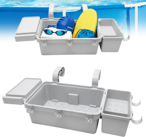 CEWROM Pool Ablage Einhängen, Pool Aufbewahrungskorb Set, Korb für Oberirdische Pools, Korb Aus Recyceltem Kunststoff, Getränkehalter Multifunktionales Pool Zubehör für Aufstellpool Oberirdischen