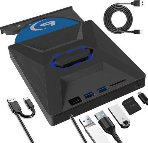 Ai-Yong Heng USB 3.0 Type-C Lecteur Blu-Ray Externe, 8 en 1 Lecteur DVD/BD Graveur Blu Ray avec Portable Lecteur Blu Ray Externe, 3D CD DVD Optical Bluray Drive pour PC Windows 11 10 8 7