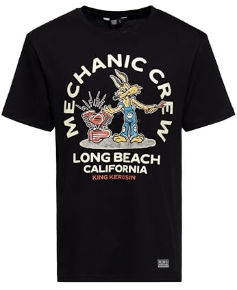 King Kerosin Herren Print T-Shirt Mit Großem Frontmotiv Mechanic Crew