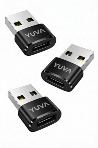 YUVA USB C to USB Adapter 3 Pack – USB A Male to Type C Female Converter, Fast Charging & Data Transfer Compatible with MacBook, iPad 10/Air 4/5, Galaxy S23/S24, Smartphones, Tablets, AirPods