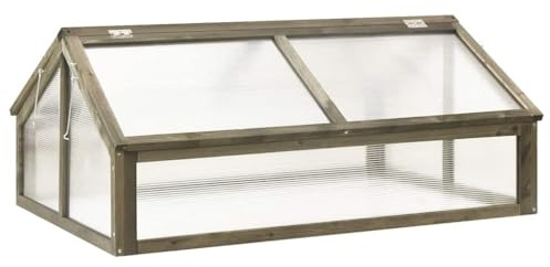 Serre de Jardin en Bois, Serre Châssis Carré Potager Gris 114x80x50 cm Bois de Sapin