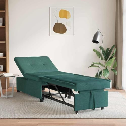 Kaloriko Schlafsofa Ausziehbar Dunkelgrün Stoff 194 x 50 x 82 cm mit Schlaffunktion, Relaxfunktion, Stauraum und Klappbar für Wohnzimmer, Büro, Gästezimmer, platzsparend, gemütlich