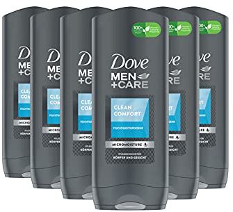 Dove Men+Care 3-in-1 Duschgel Clean Comfort XXL Duschbad für Körper, Gesicht und Haar mit MicroMoisture 400 ml 6 Stück