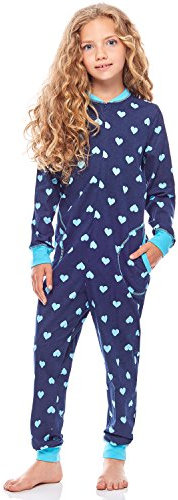 Merry Style Mädchen Schlafstrampler Strampelanzug MS10-186 (Marine Herzen Türkis, 122-128)